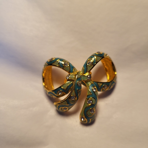 Vintage Nolan Miller Bow Floral Cloisonne pendant - Picture 2 of 6